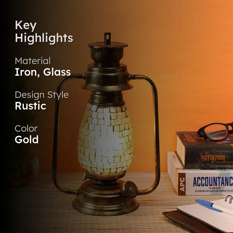 Avina Mosaic Lantern Iron Table Lamp - Gold media 2