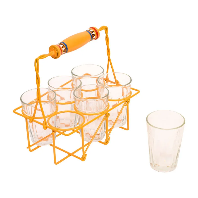 Isha Handpainted Glass With Holder (75 ML) - Seven Piece Set media 3
