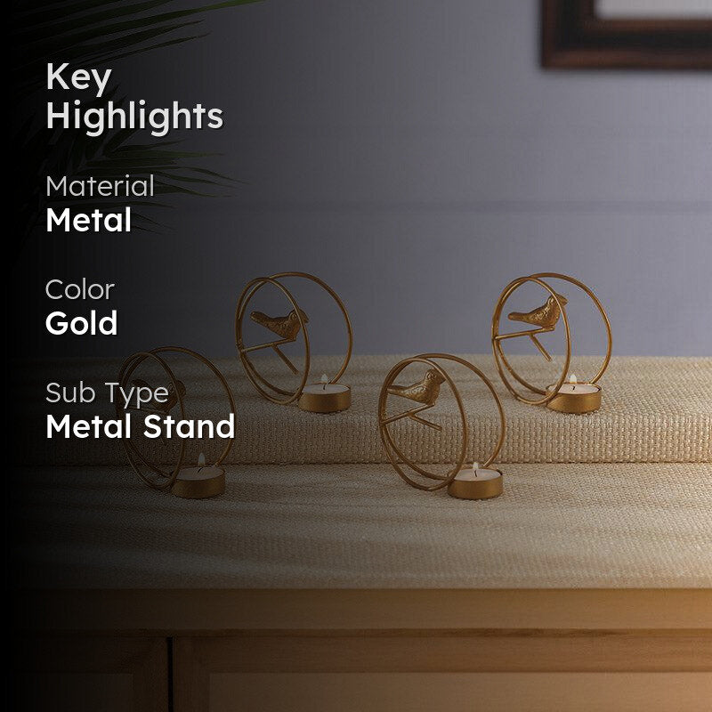 Alaiza Chirp Tealight Candle Holder (Gold) - Set of Four media 2