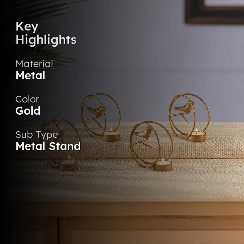 Alaiza Chirp Tealight Candle Holder (Gold) - Set of Four media 2