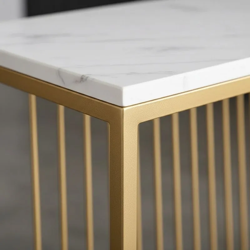Linear Metal Console Table with Marble Top - Medium media 3