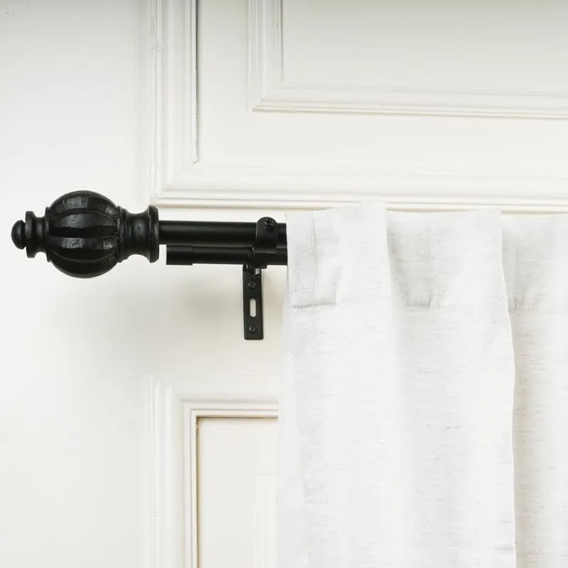 Minaret Duo Extendable 1" Double Curtain Rod With Oval Finial & Brackets media 1