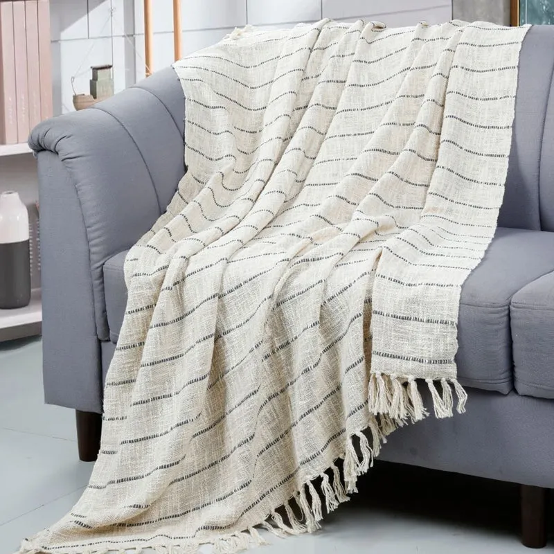 Flint Twist Striped Throw - Off White & Grey media 1