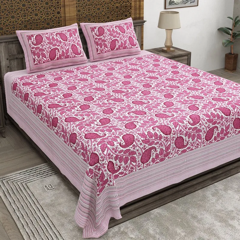 Shapea Cotton Bedsheet (Pink) - 240 TC media 1