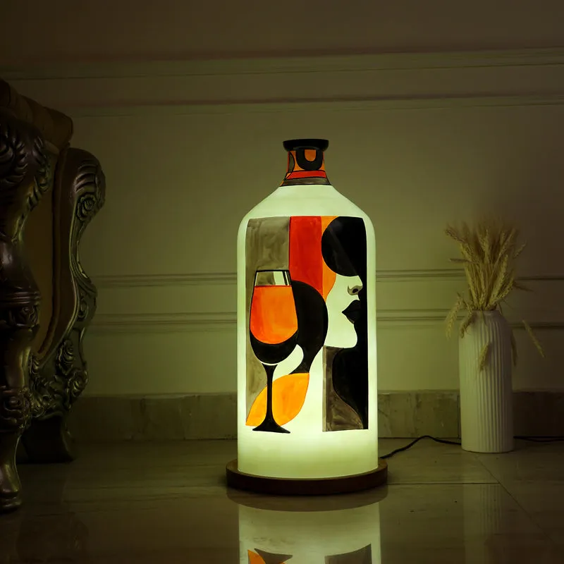 Drink'o Clock Hand Painted Glass Floor Lamp media 1
