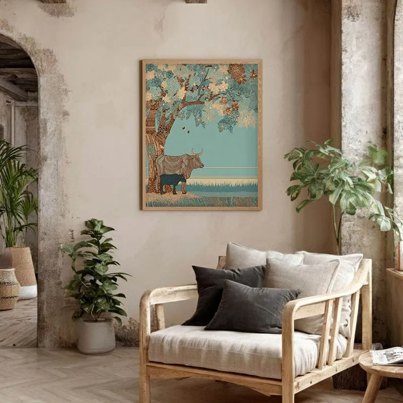 Shantivan Canvas Wall Painting With Brown Frame media 8