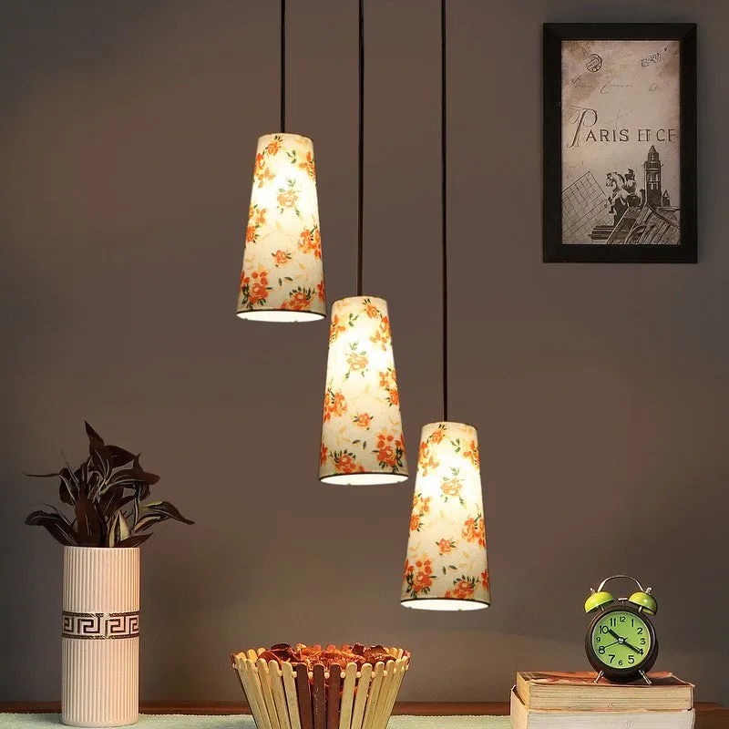 Nordic Neutral Triple Metal Ceiling Lamp - White & Orange media 2