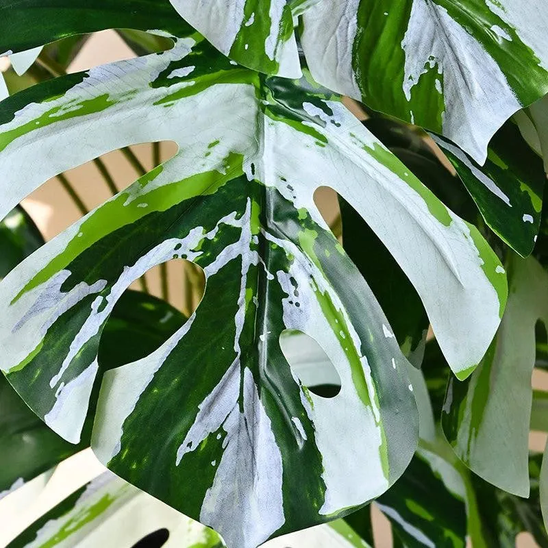 Faux Callium Monstera Artificial Plant With Black Plastic Pot - 79 cm (2.6 ft) media 5