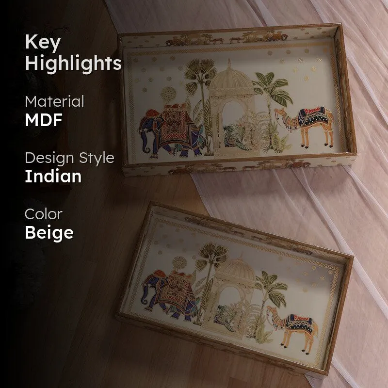 Rajvaha Wood Serving Tray (Large & Medium) - Set Of Two media 2