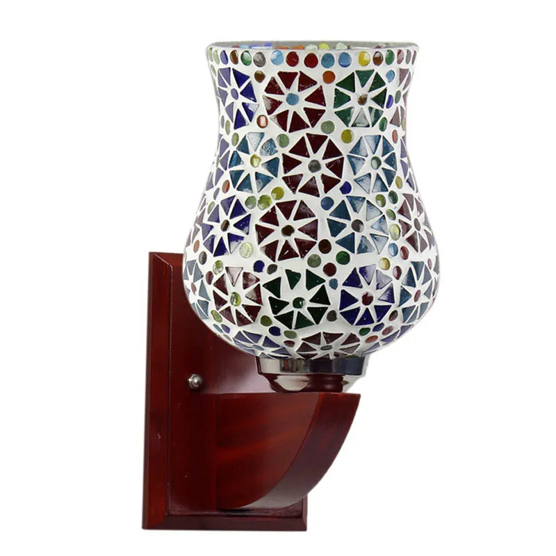 NovaHaven Mosaic Wooden Wall Lamp media 5