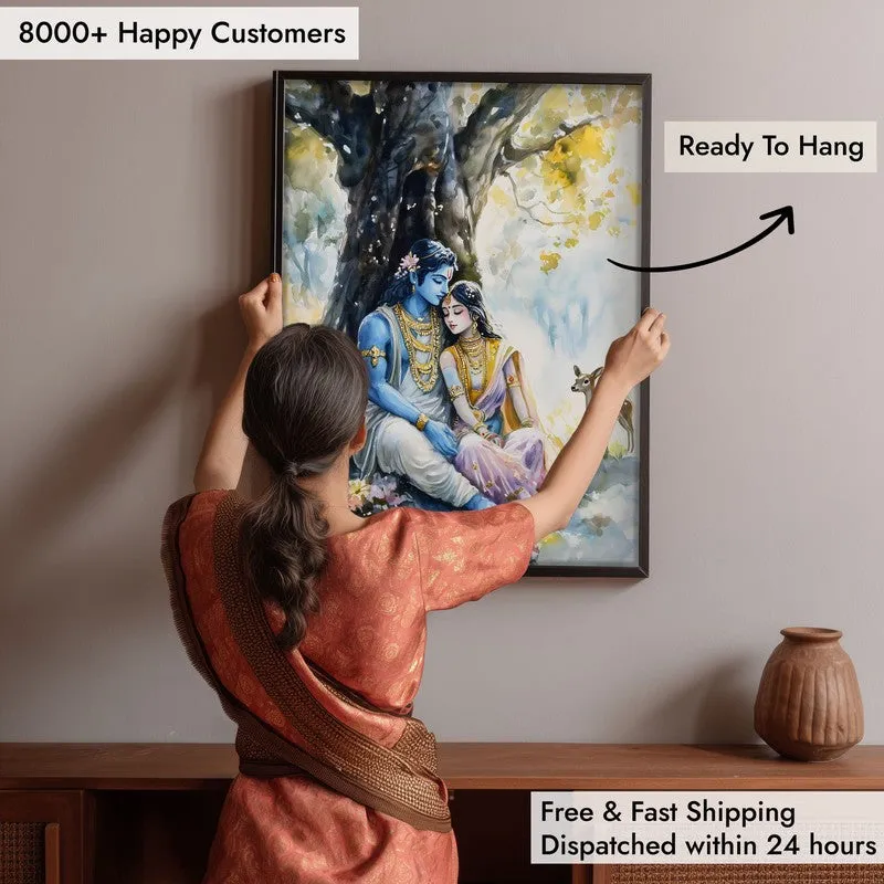 Janaki Rama Spiritual Archival Paper Wall Painting With Frame - Black media 6