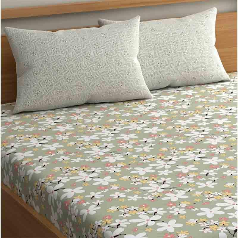 Floral Jewels Microfiber Bedsheet (Grey) - 150 GSM media 5