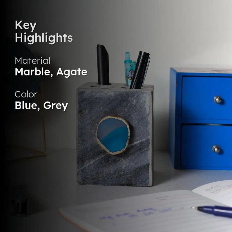 Neiro Marble & Agate Stationary Holder - Turquoise media 2