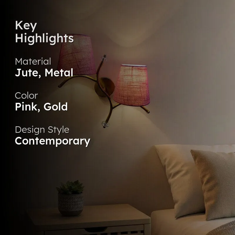 GlowStem Twin Jute Wall Lamp - Pink media 2