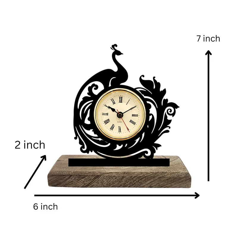 Peacock Lines Analog Table Clock media 5