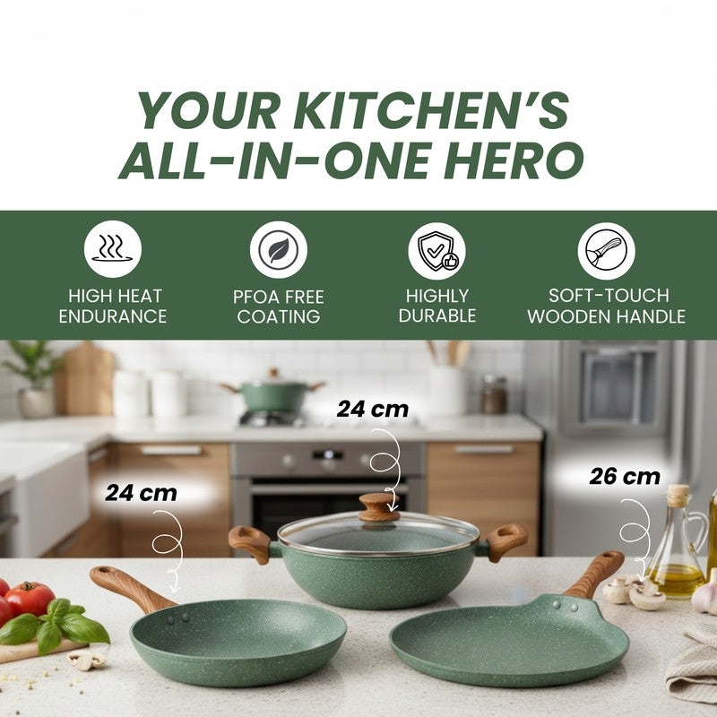 Salford Non Stick Cookware Set (Green) - Three Piece Set media 8