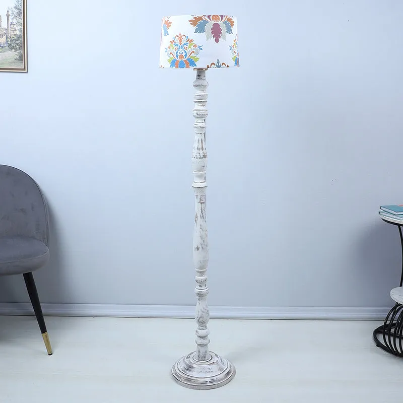 Nordlys Totem Printed Mango Wood Floor Lamp - White media 3