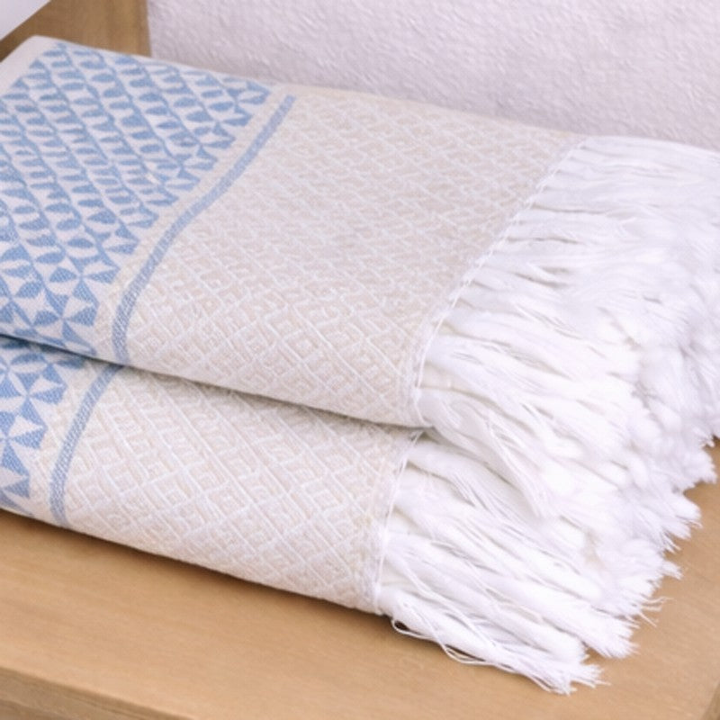 MosacStrip Cotton Hand Towel (Blue) - Set Of Four media 6