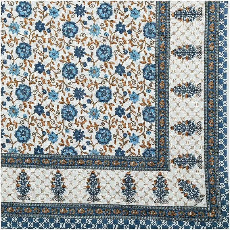 Petalet Cotton Bedsheet (Blue,White) - 240 TC media 7