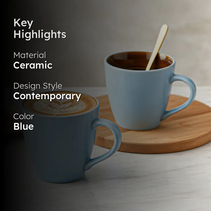 Karvaa Ceramic Coffee Mug (Arctic Blue/350 mL Each) - Set Of Two media 2