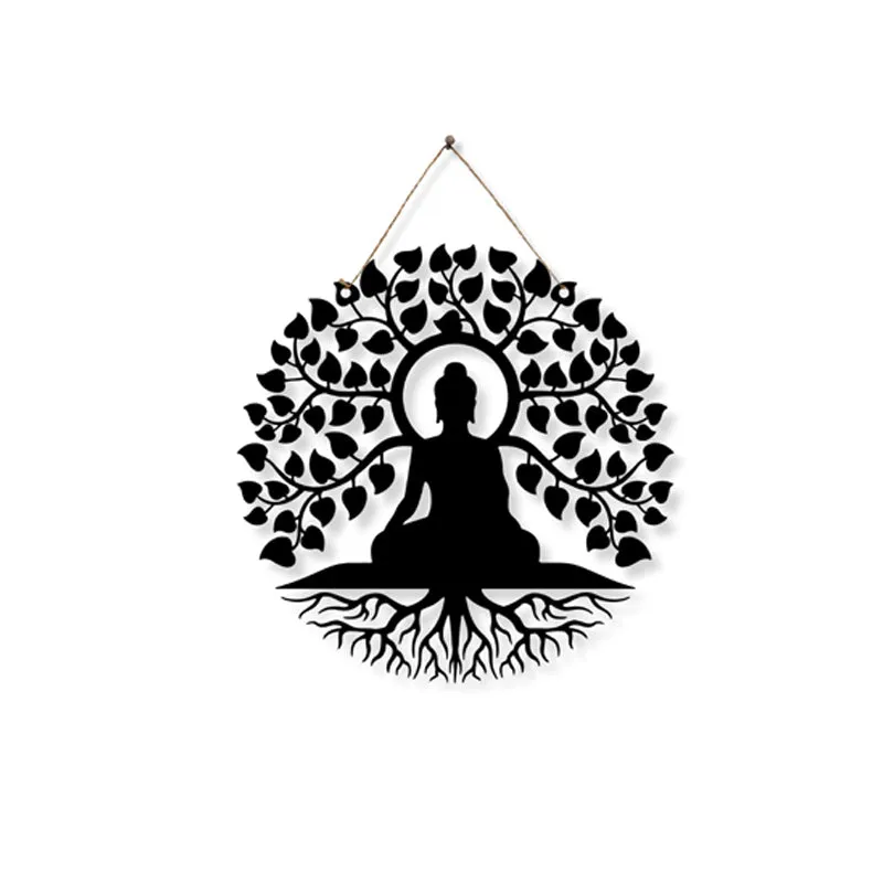 Buddha With Phases Of Moon Iron Wall Accent - Set Of Three media 5