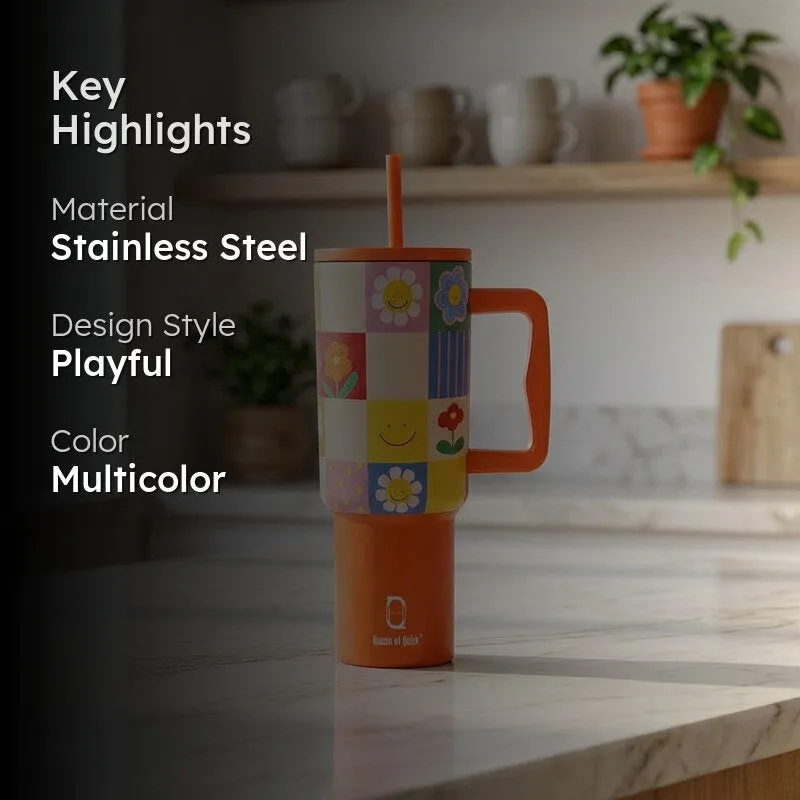 Retro Daisy Stainless Steel Tumbler - 1200 ML media 2
