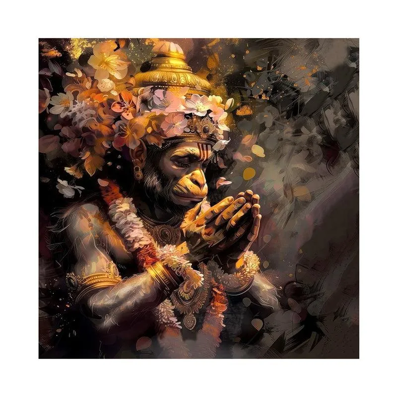 Devout Hanuman Poly Canvas Wall Painting media 4