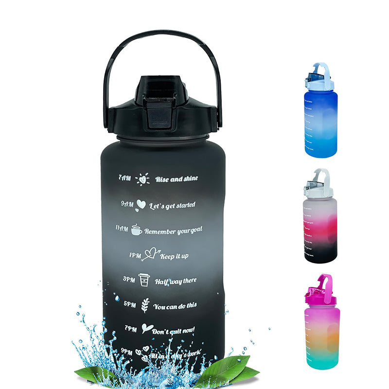 Ombre Sip Water Tumbler With Straw & Stickers (Grey,Black) - 2 L media 5