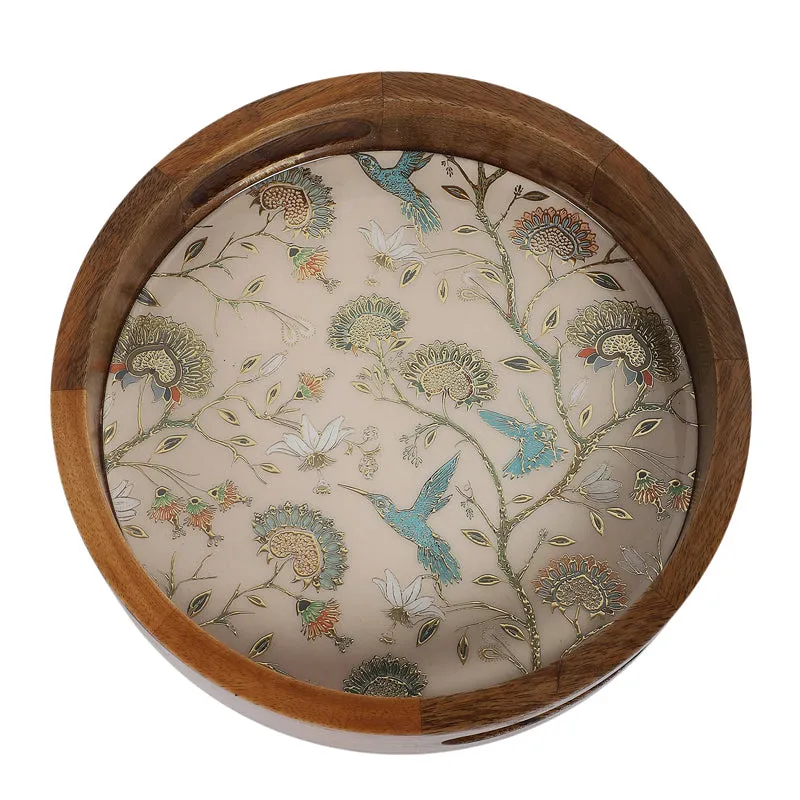 Blossom Glow Round Wooden Serving Tray media 4