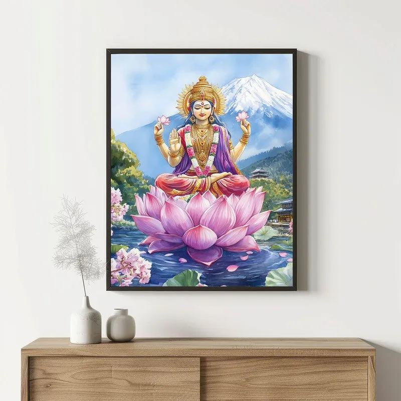 Shree Radhe Shyam Spiritual Archival Paper Wall Painting With Frame - Black media 1