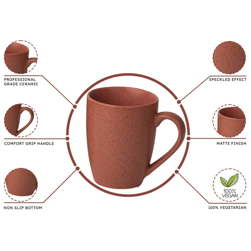 Sip & Style Ceramic Coffee Mug (Pastel Red/300 mL Each) - Set Of Six media 5