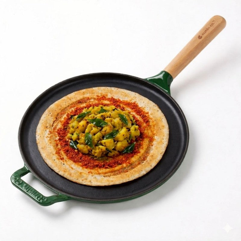 Cumin Co Enamel Cast Iron Dosa Tawa (Green,Black) - 28 cm media 3
