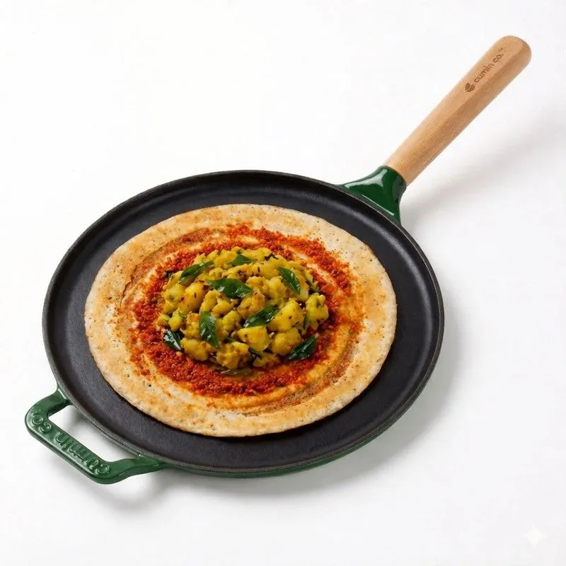Cumin Co Enamel Cast Iron Dosa Tawa (Green,Black) - 28 cm media 3