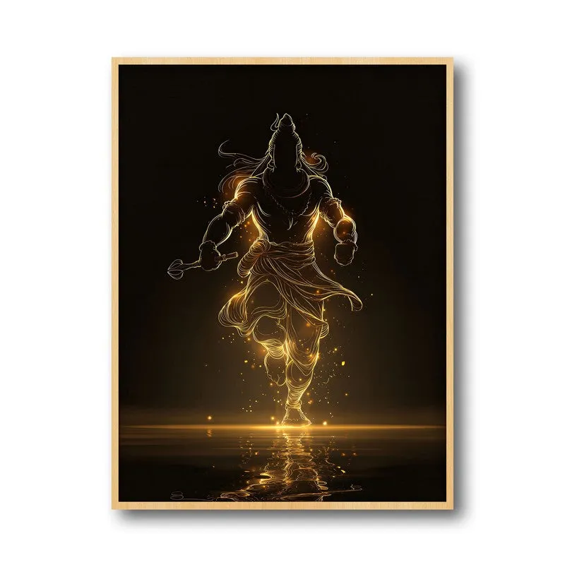 Golden Aura Mahadev Archival Paper Wall Art - Natural Brown Frame media 5
