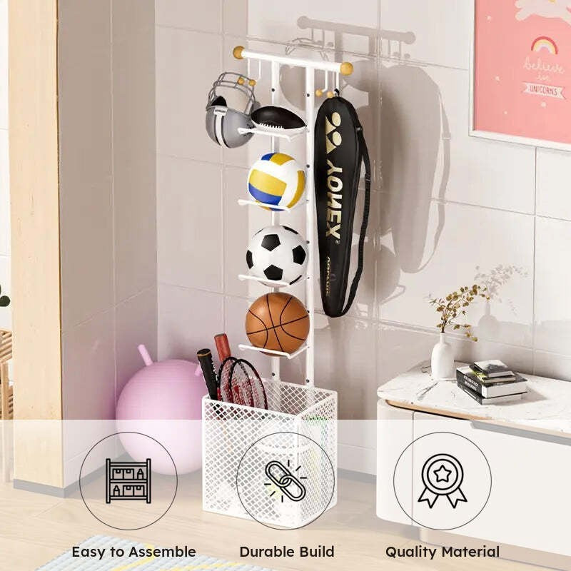 Velora Ball Storage Rack - White media 3