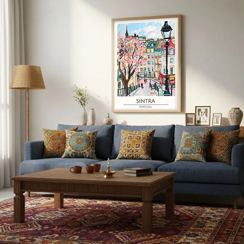 Vintage Sintra Framed Canvas Archival Canvas Wall Painting - Natural Brown Frame media 4