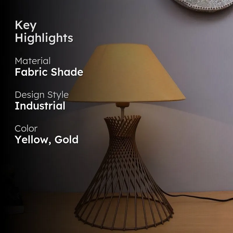 Spiral Affairs Fabric Table Lamp - Yellow,Gold media 2