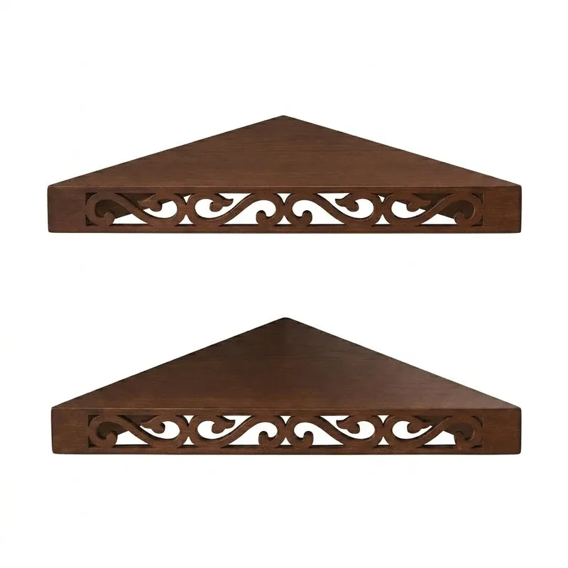 Delores Corner Floating Shelf (Brown) - Set Of Two media 5