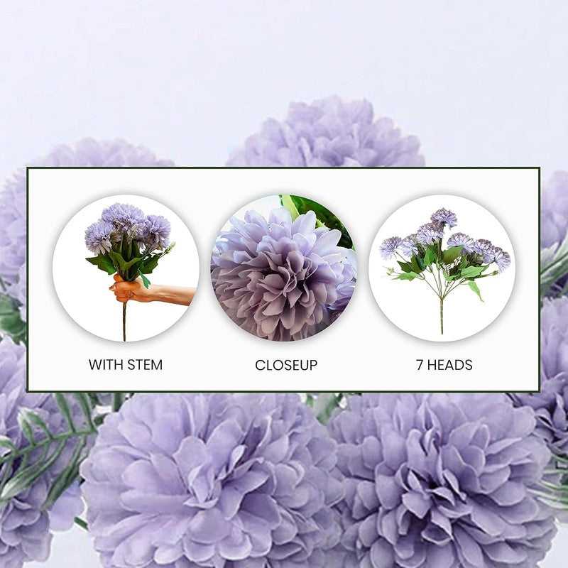 Hortensia Chrysanthemum Silk Floral Stick - Purple media 8