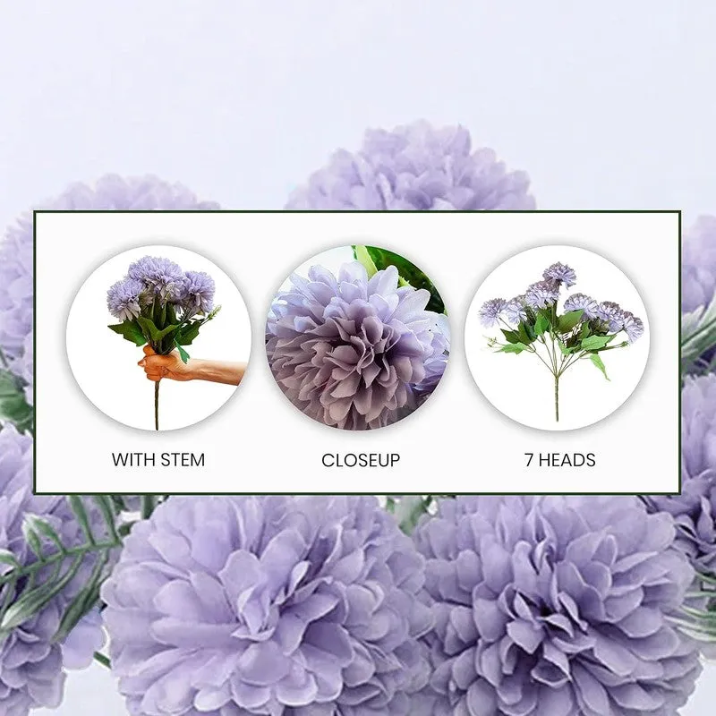 Hortensia Chrysanthemum Silk Floral Stick - Purple media 8