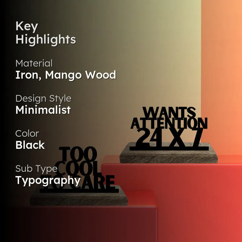 Too Cool To Care Typography Showpiece - Set Of Two media 2