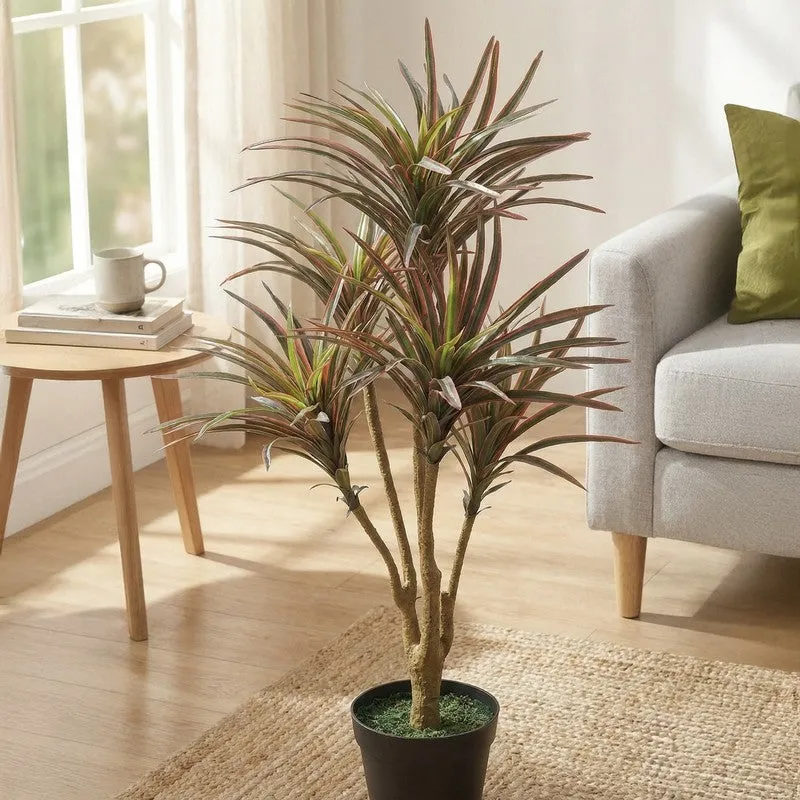 Arovi Artificial Red Green Yucca Plant With Black Plastic Pot 3 ft media 3