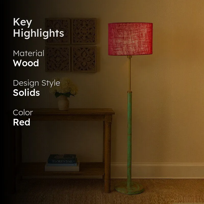 Vintage Glow Wooden Floor Lamp - Red media 2