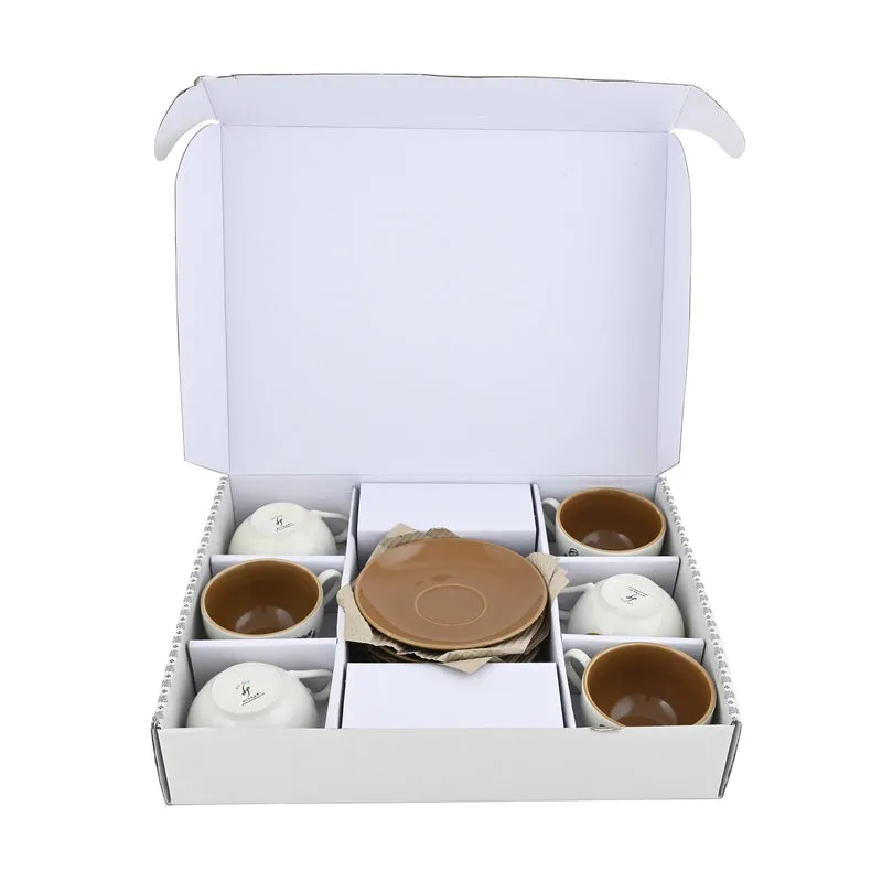 BrewBliss Porcelain Cup & Saucer (Off White/220 mL Each) - Set of Six - 3