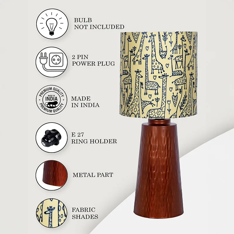 Doodled Savannah Blunt Fabric Table Lamp - Ivory,Brown media 4