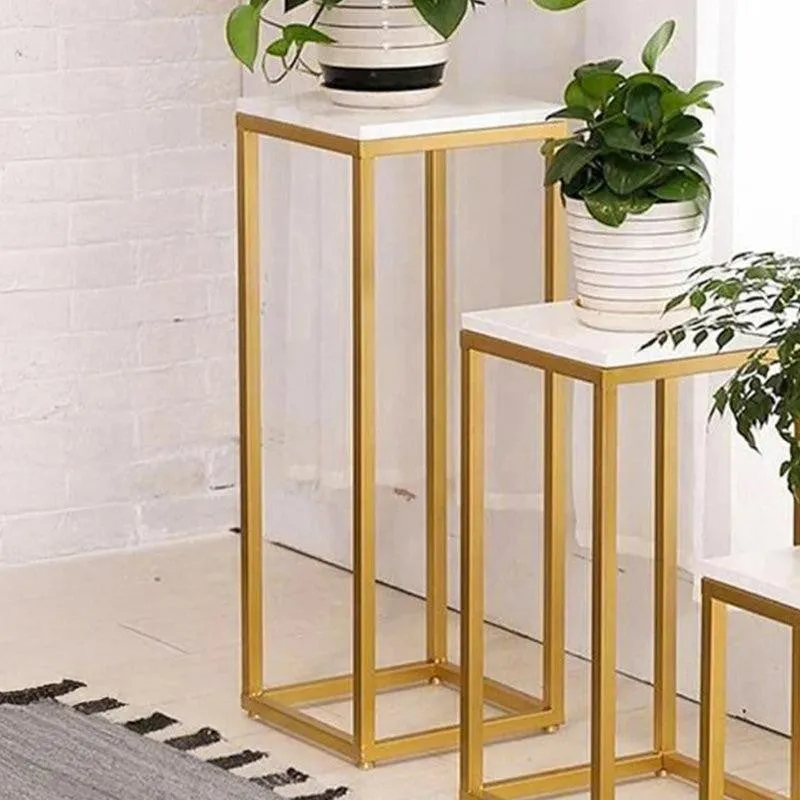 Luna Vertex Metal Accent Table with Marble Top - Set Of Three media 3