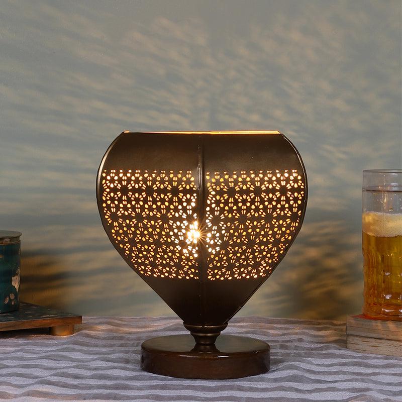 Gitana Glory Metal Table Lamp With Brown Base - Gold