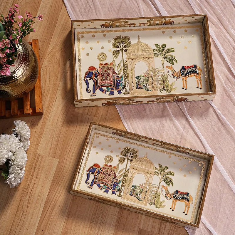 Rajvaha Wood Serving Tray - Set Of Two media 3