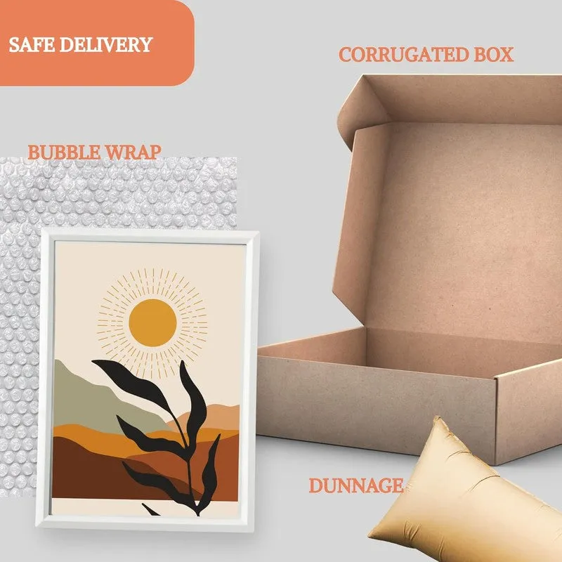 Earthy Aura Paper Wall Painting With Frame - White media 8