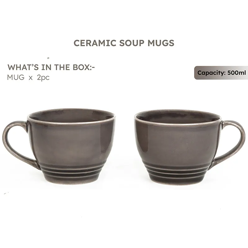 Gradient Brew Ceramic Coffee Mug (Smoke Grey/500 mL Each) - Set Of Two media 3